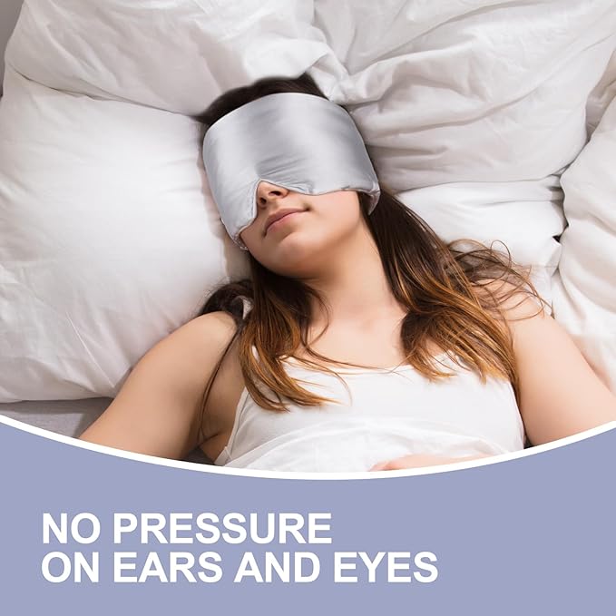 Mulberry Silk Sleep Mask for Women Men, Blackout Eye Mask for Sleeping for Side and Back Sleepers with Adjustable Wide Band, Comfortable Soft Pressureless Eye Cover for Sleeping in Large Size - Bloomnest