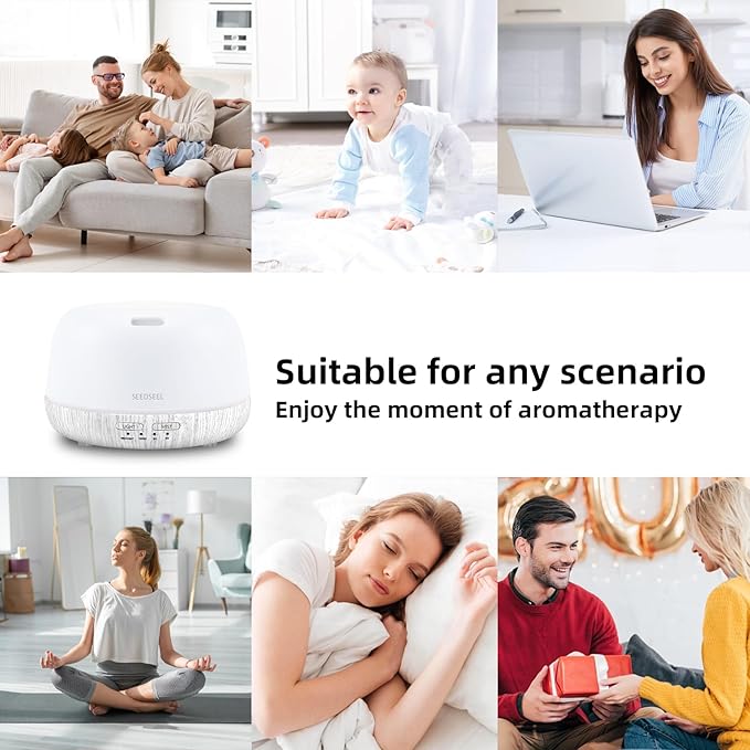 300ML Essential Oil Diffuser with Remote Control, Aromatherapy Diffuser with 7-Color Changing LED Light for Bedroom, Home - Bloomnest