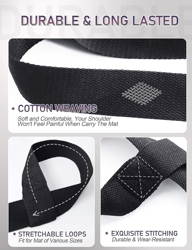 MRZZATA Yoga Mat Carrier Strap Long - Adjustable Thick and Wide Strap for Carrying Mat or Stretching, Black - Bloomnest