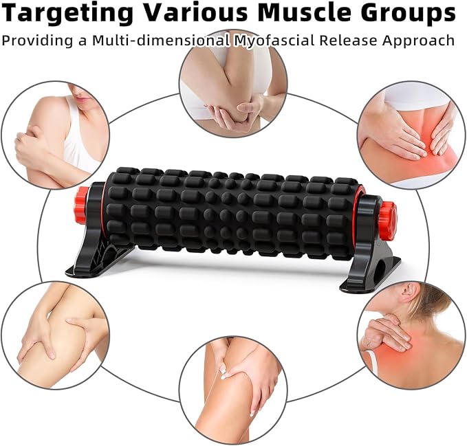 XL IT Band Firm Foam Roller with Resistance Holder - 17 inches - Exercise Roller for IT Band Issues, Deep Tissue Muscle Massage, Muscle and Back Roller for Fitness, Gym Equipment (Black) - Bloomnest