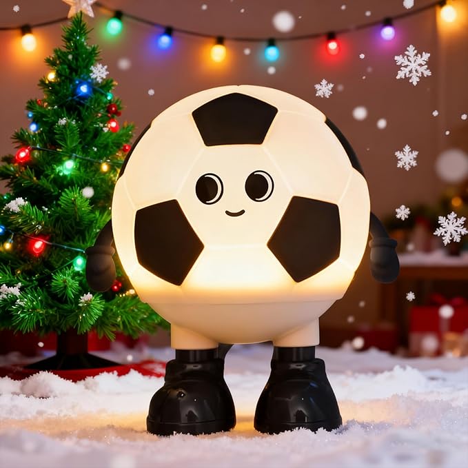 Cute Soccer Ball Fun Night Light - Dimmable RGB Touch Control Lamp, USB-C Rechargeable, Stress Relief Toy for Sports Fans, Home Decor and Gift - Bloomnest