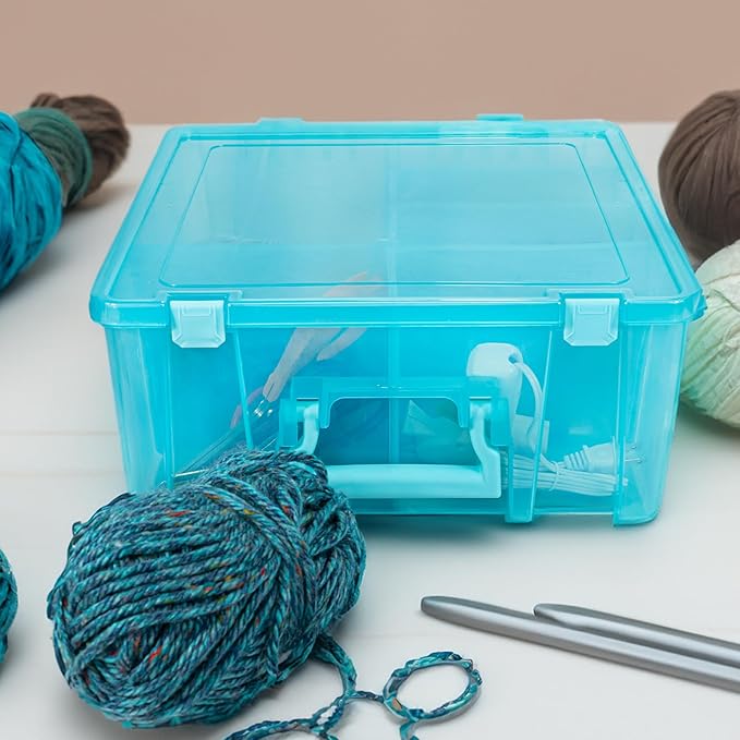 ArtBin 6990AA Super Satchel Double Deep Compartment Box - Art Storage with 8 Removable Compartments, Smart Closure for Craft Supplies (Aqua Mist- Pack of 1) - Bloomnest