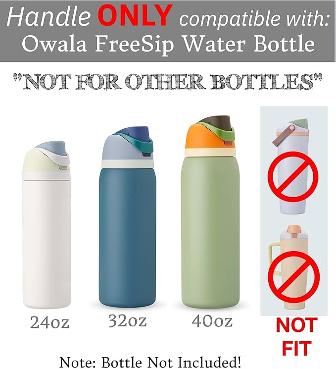 Bottle Handle for Owala FreeSip 24oz 32oz 40oz – Strong Plastic Water Bottle Holder, Durable Easy Carry Accessory for Running, Jogging, Gym, Hiking, and Drinking While Driving & More OneMissionX