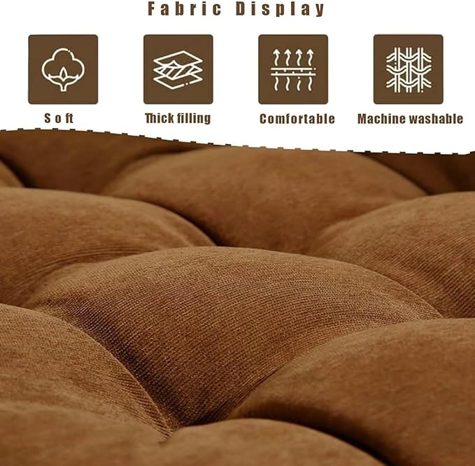 Meditation Floor Pillow Set of 2 Square Large Seat Pillows for Adults Tufted Corduroy Floor Cushion for Tatami Living Room Bedroom Grass Green 22x22 Inch - Bloomnest