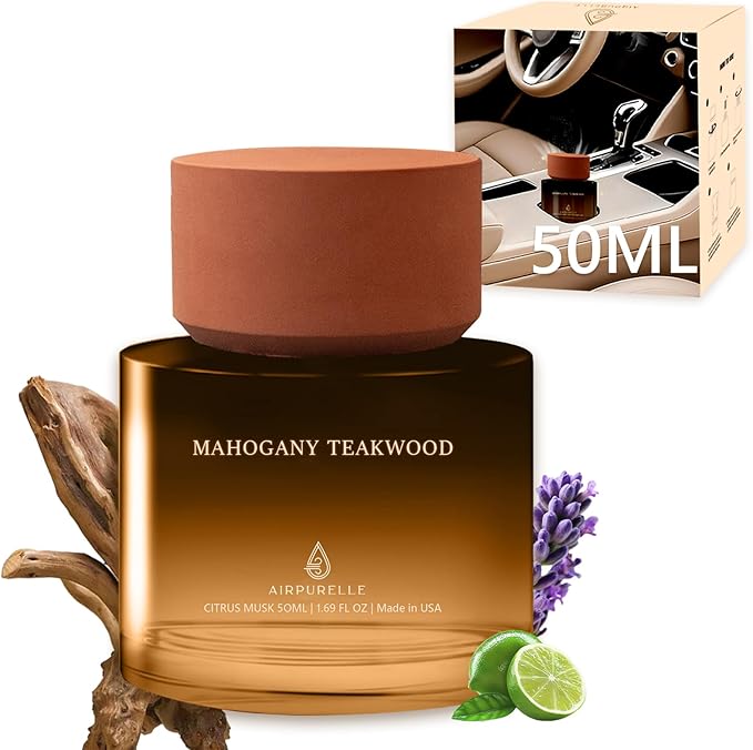 Car Air Freshener 50ML (1.7 FL OZ) Car Air Fresheners Fragrance - Citrus Musk Fragrance Oil Air Diffuser for Car, 180+ days Long Lasting Perfume, Car Air Freshner Aroma Stone Cap Design, Made in USA - Bloomnest