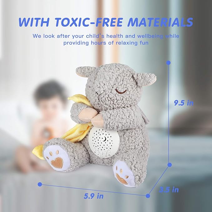 BEREST Baby White Noise Machine Stuffed Animal Toy, Mom's Heartbeat Lullabies Sheep Sleep Soother, Nursery Decor Night Light Projector, Toddler Crib Sleeping Aid, Babies Shower Gifts Portable - Bloomnest