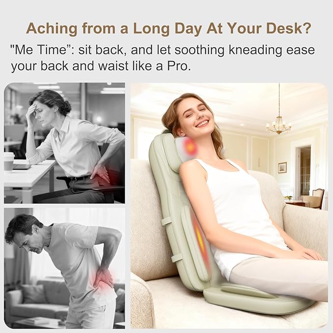 Rainwolf Shiatsu Neck and Back Massage Cushion with Heat - 4D Deep Tissue Kneading Full-Back Massager for Relief Tension, Adjustable Intensity & Height, for Office Chair & Home - Bloomnest