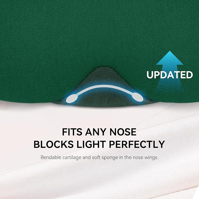 Mavogel Cotton Sleep Eye Mask - Breathable Light Blocking Sleep Mask, Soft Comfortable Night Eye Mask for Men Women, Eye Cover for Travel/Sleeping/Shift Work, Includes Travel Pouch (Green) - Bloomnest