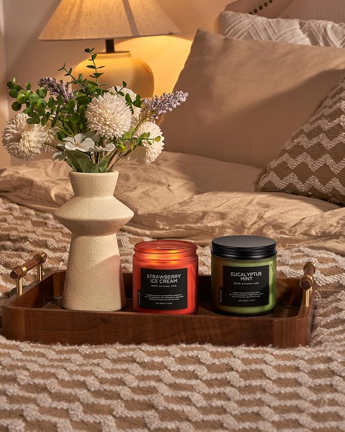 M&SENSE Natural Soy Candles for Home Strawberry Ice Cream Scented, 11.6oz 70 Hours Long Burning Hand Poured Candles Home Decor Housewarming Gift for Women and Men - Bloomnest