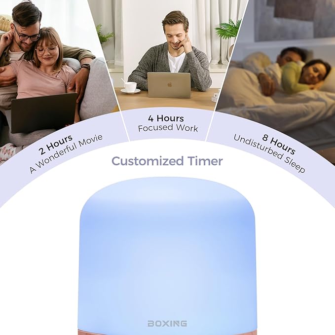 BOXING 300ML Essential Oil Diffuser, Diffusers for Home&Large Room, Aromatherapy Diffuser with 7 Colors Night Light Perfect for Bedroom Baby, Stepless Knob Control,Timer,Quiet,Auto Shut Off,White&Wood - Bloomnest