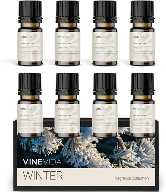VINEVIDA [Set of 8] Winter Scents for Candle Making, Made in USA Candle Fragrance Oil, Soap Making Essential Oils, Diffuser Oil Scents - Bloomnest