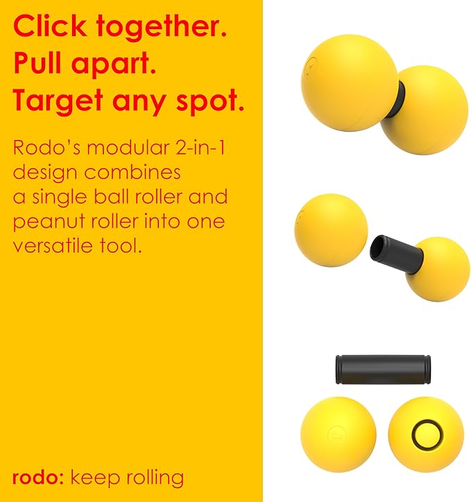 Rodo 2-in-1 Soft Peanut & Lacrosse Ball Roller | Deep Tissue Massage Tool for Fascia, Plantar Fasciitis, HIPS & Back | Mobility & Recovery Roller | Compact, Travel-Friendly, Pilates, Therapy Ready - Bloomnest