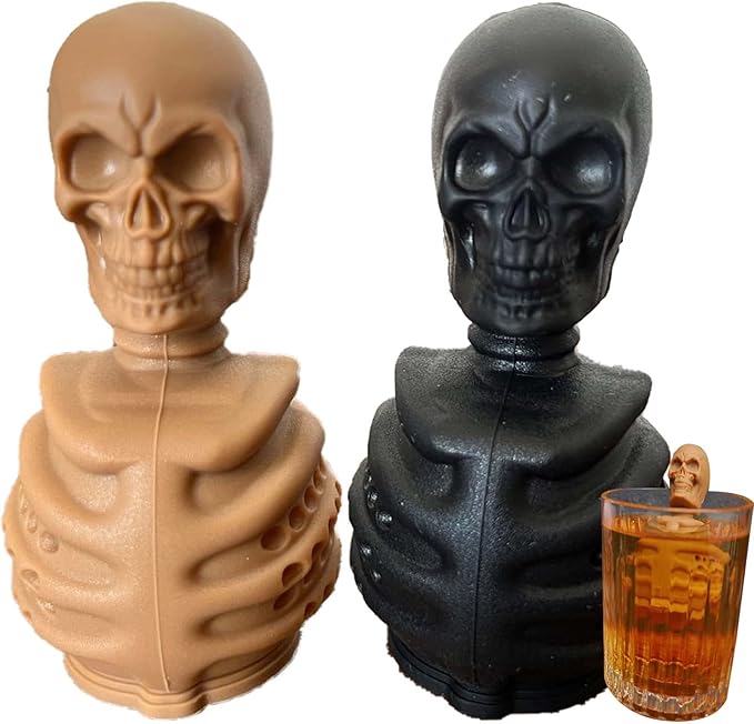 2 Skull Tea Infusers for Loose Tea, Food Grade Silicone Hot Tea Strainers for More Enjoyable Tea Times with Friends and Family(Black and Brown)