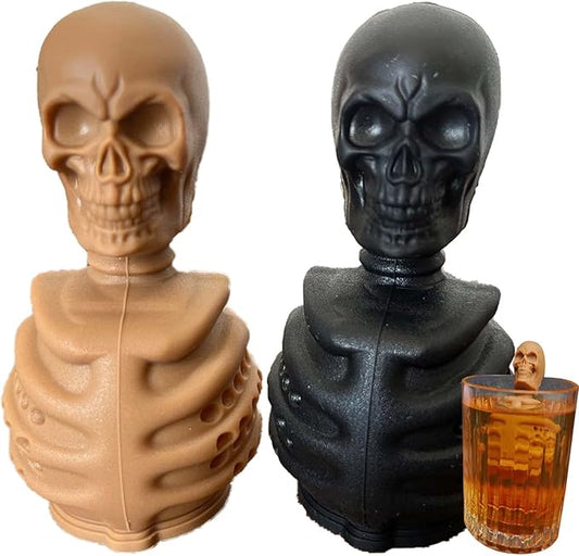 2 Skull Tea Infusers for Loose Tea, Food Grade Silicone Hot Tea Strainers for More Enjoyable Tea Times with Friends and Family(Black and Brown)