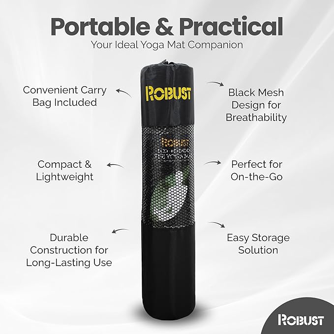 Robust Non-Slip Yoga Mat with Strap, 1/4" Thick TPE Eco-Friendly Workout Mat for Yoga with Position Lines and Texture Surface, Gym Mat for Women, Men, Pilates and Exercises Anti-Tear Sweat-Proof Exercise Mat - Bloomnest