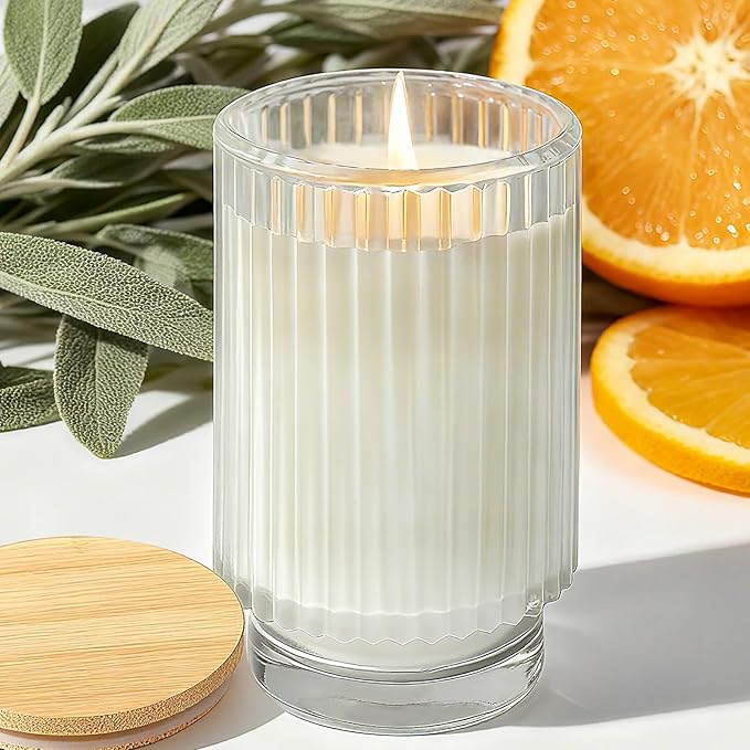 Sage Citrus Candles for Home Scented, Over 70 Hour Burn Time Large Aromatherapy Jar Candle with Lid, Home Fragrance Soy Candle for Women & Men - Bloomnest