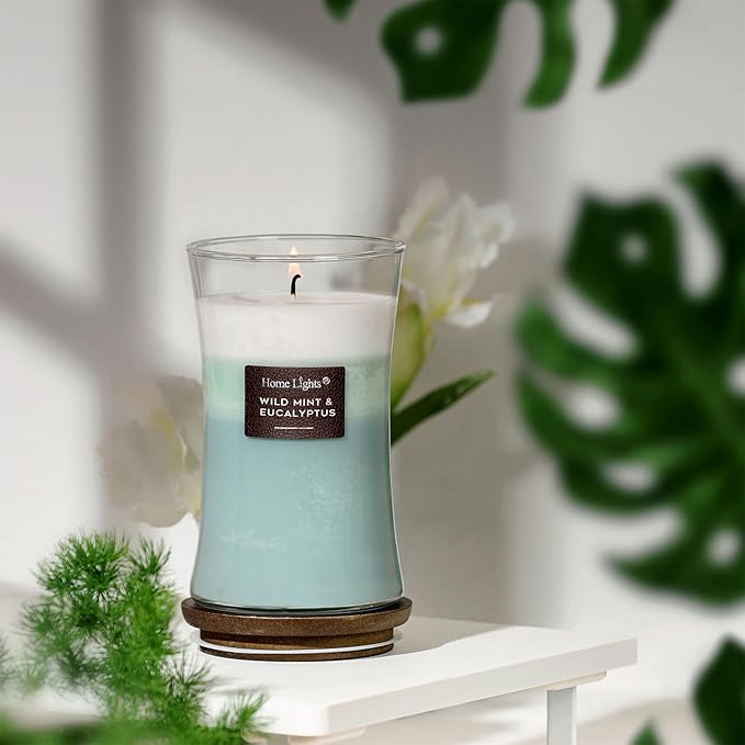 HomeLights 3-Layer Candles for Home Scented, 21.52 OZ Natural Soy Wax Scented Candles Burns Up to 100 Hours, Large Jar, Wild Mint & Eucalyptu - Bloomnest