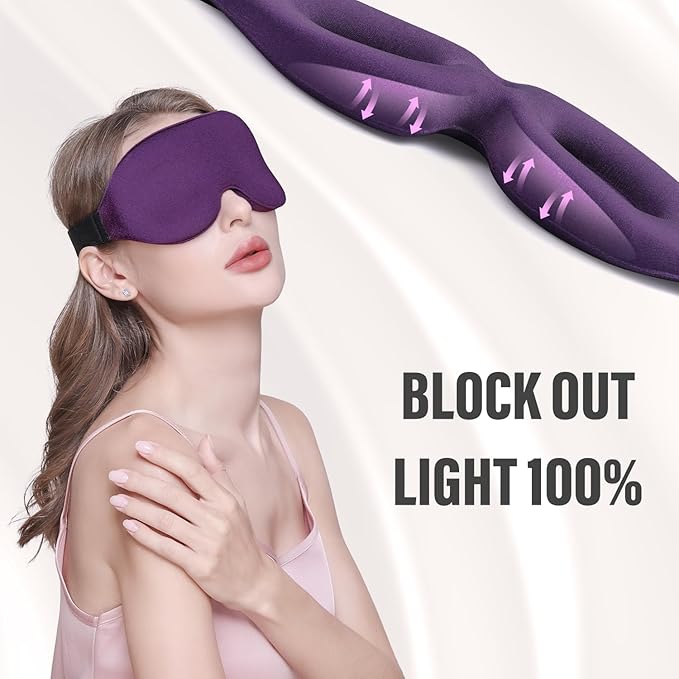 YIVIEW Sleep Mask for Side Sleeper, Complete Light Blocking 3D Sleeping Eye Mask, Soft Breathable Eye Cover for Women Men, Relaxing Zero Pressure Night Blindfold - Bloomnest