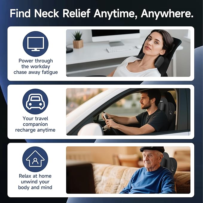 Neck Massager Pillow, Neck and Shoulder Relaxer with Heat, 3 Modes and Strengths, Neck Massager for Pain Relief Deep Tissue, Remote Control, Black - Bloomnest
