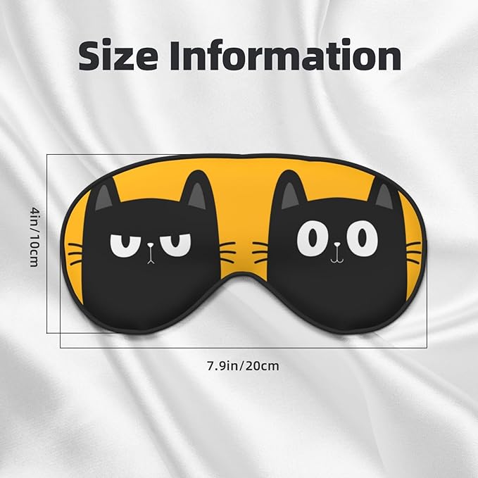 Black Cat with Big Eyes Sleep Mask, Soft Comfort Eye Shade, Adjustable, Breathable, Skin Friendly, Blocks Light, Perfect for Travel, Home, Airplanes, Trains or Anywhere - Bloomnest