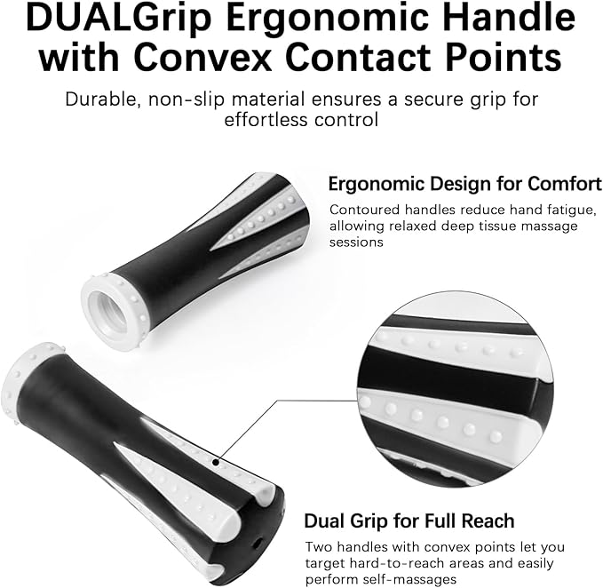 Muscle Roller Massage Roller Stick- Deep Tissue Fascia Blaster for Myofascial Pain Relief, Lymphatic Drainage & Body Sculpting, Handheld Physical Therapy & Recovery Tool (White black-18 inch) - Bloomnest