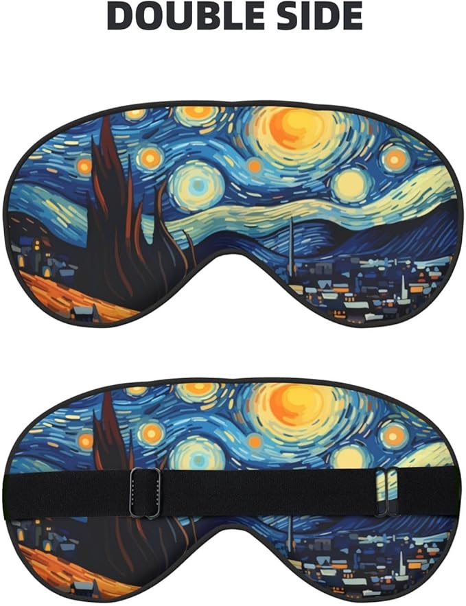 Sleep Eye Mask The Starry Night Village Sleep Mask for Women Men Comfortable Eye Mask with Adjustable Strap Soft Eye Cover Blindfold for Travel Yoga Nap Shift Work - Bloomnest