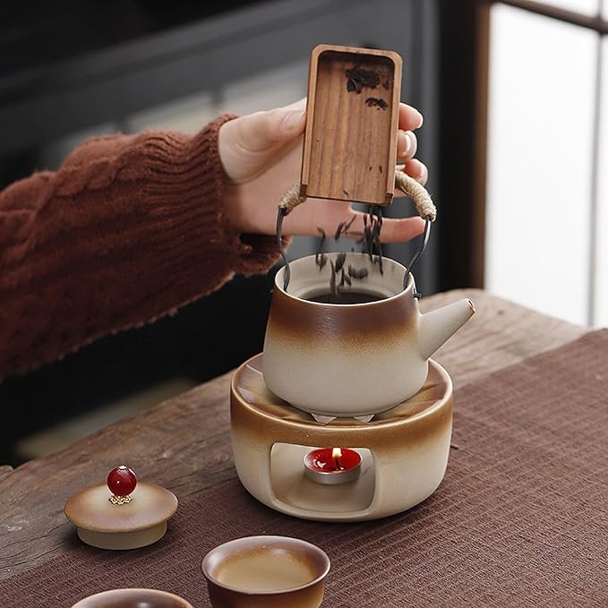 Lifting Beam Pot Style Rough Pottery Tea Set, Boiled Over Open Fire, Gift Box Packaging Suitable for Mother'S Day, Father'S Day, Christmas, Birthday Parties, Company Gifts