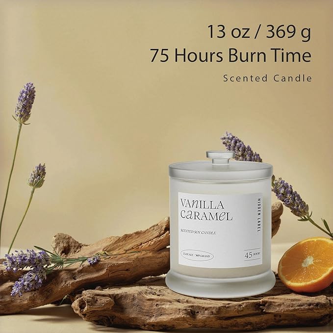 Fall Candles Vanilla Caramel Scent, Big Soy Candle for Home Scented, 13oz /75H Natural Candles Non Toxic | 2 Wick Aromatherapy Candle for Home Decor, Stress Relief & Relaxation - Bloomnest