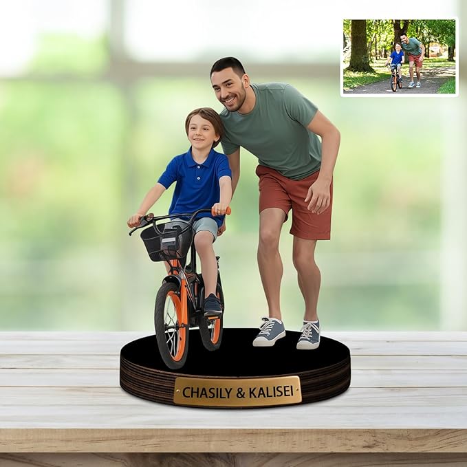 Personalized Photorealistic Rendering Family-Themed Figurines Cartoon Photo Style Desk Decor Plaque Figurine, Custom Cartoon Photo Picture Portrait Frame Sculpture Desk Sign Decoration Gift for family - Bloomnest