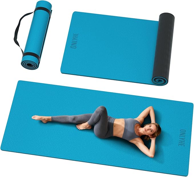 Extra Long & Wide Yoga Mat for Tall Men & Women,76''x32.6''x7mm - High Density TPE Non-Slip Both Sides, Lightweight 1.1kg with Superior Cushioning for gymnastics, Pilates, Home, Workout - Bloomnest
