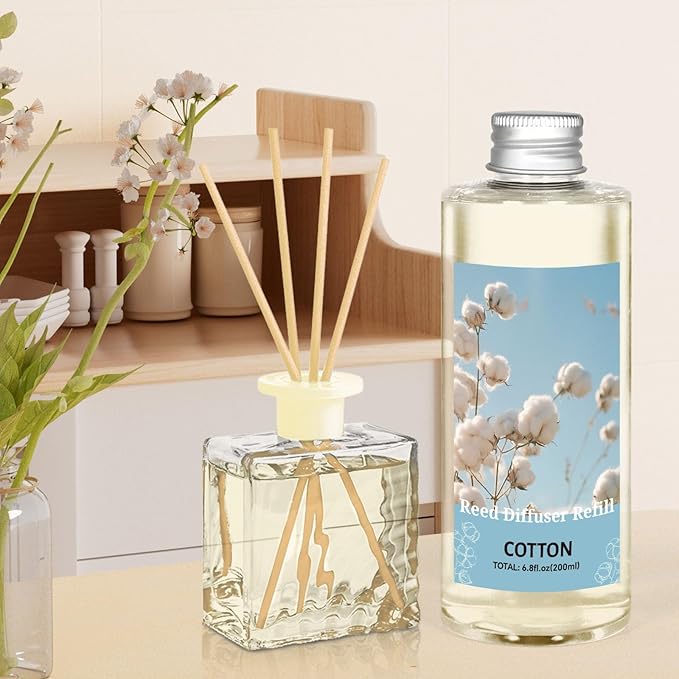 STRN Reed Diffuser Oil Refill, Pure Cotton Scented, 200ml Long-Lasting Aromatherapy, Home Fragrance for Living Room, Bedroom, Spa - Bloomnest