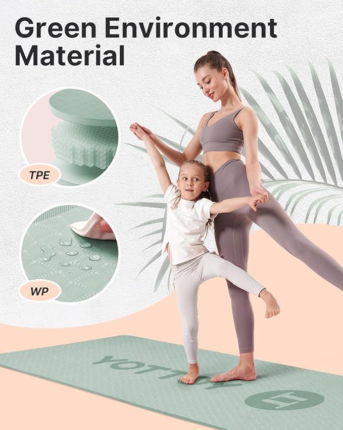 YOTTOY Yoga Mat, 72"x 32"x1/3" Extra Wide Non-Slip Exercise Fitness Yoga Mats,Eco-Friendly TPE Exercise Mats for Women Men Home Workout with Strap Bag - Bloomnest