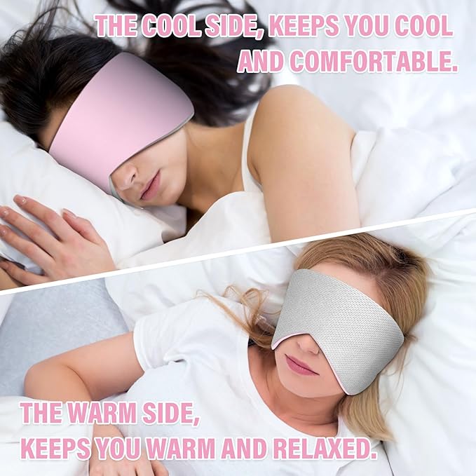 Sleep Mask, Eye Mask for Sleeping with Heads Adjustable, Earmuffs for Sleep for Men & Women, 2 in 1 Ear Mask and Blindfold, Soft Dual-Sided All-Season Eye Cover for Side Sleepers (Pink) - Bloomnest