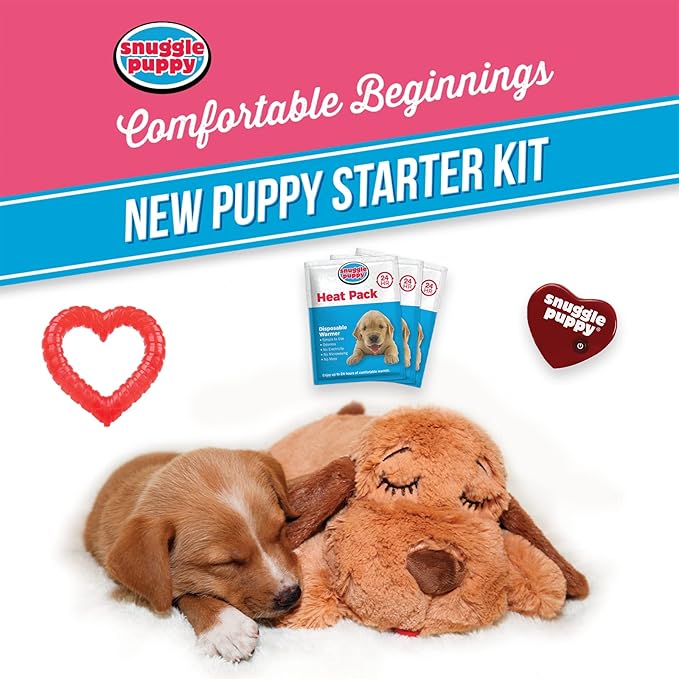 Original Snuggle Puppy Essentials Starter Kit - Heartbeat Puppy for Dogs - Calming Aid with 3 Heat Packs, Puppy Teething Toy, Dog Chew Toy and Dog Blanket - Bloomnest