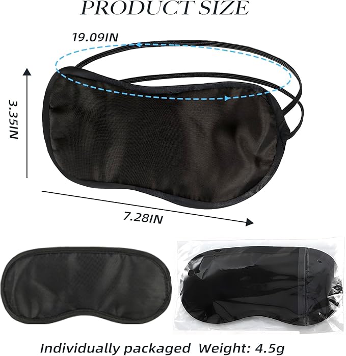 210 PCS Sleep Masks Bulk Eye Mask, Liubeili Sleeping Mask Blindfold Eye Cover Team Building Games Party with Nose Pad and Adjustable Strap for Women Men Kids 4 Layers Black - Bloomnest