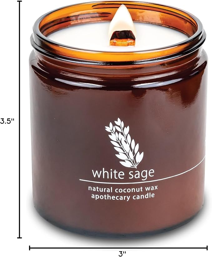Hemlock Park Crackling Wood Wick Candle Handcrafted with Natural Coconut Wax (Large 16 oz, White Sage) - Bloomnest