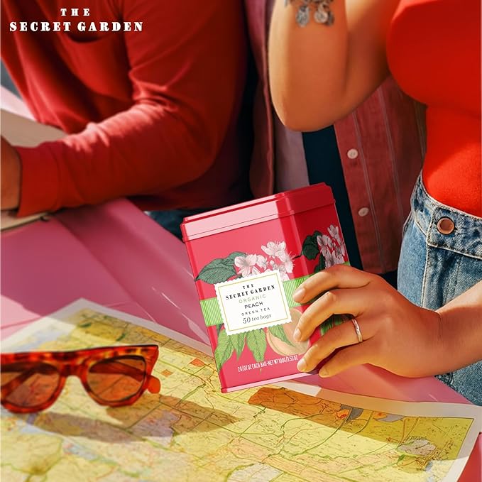 Life Plus Style Gourmet The Secret Garden Organic Peach Green Tea 50 Tea Bags Juicy & Fruity Refreshing Hot or Iced Tea Antioxidant-Rich Non GMO, Gluten Free Eco-Friendly USDA Certified - Bloomnest