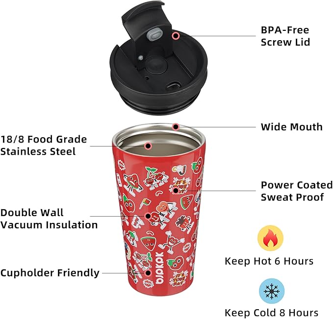 BJPKPK 18oz Tumbler With lid And Straw Stainless Steel Travel Coffee Mug Insulated Tumblers Cups,Passionate-Red - Bloomnest