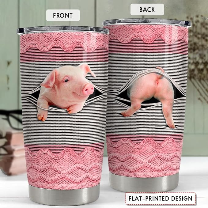 SANDJEST Pig Tumbler 20oz Stainless Steel Insulated Tumblers Coffee Travel Mug Cup Funny Pig Gifts for Women Girls Gift for Birthday Christmas - Bloomnest