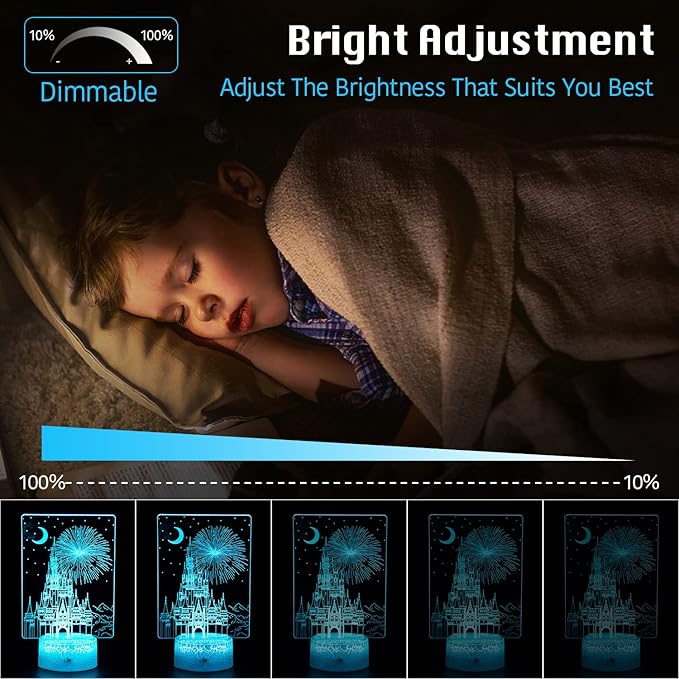 Creative 3D Illusion lamp Castle Night Light with Remote & Smart Touch 7 Colors + 16 Colors Changing Dimmable Castle Kids Night Light 2-12 Year Old Boy or Girl Christmas Brithday Gifts - Bloomnest