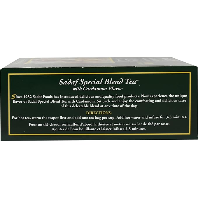 Sadaf Cardamom Tea Bags | Special Blend Cardamom Ceylon Black Tea | Quicktea Product harvested in Sri Lanka | 100 bags (Pack of 1) - Bloomnest