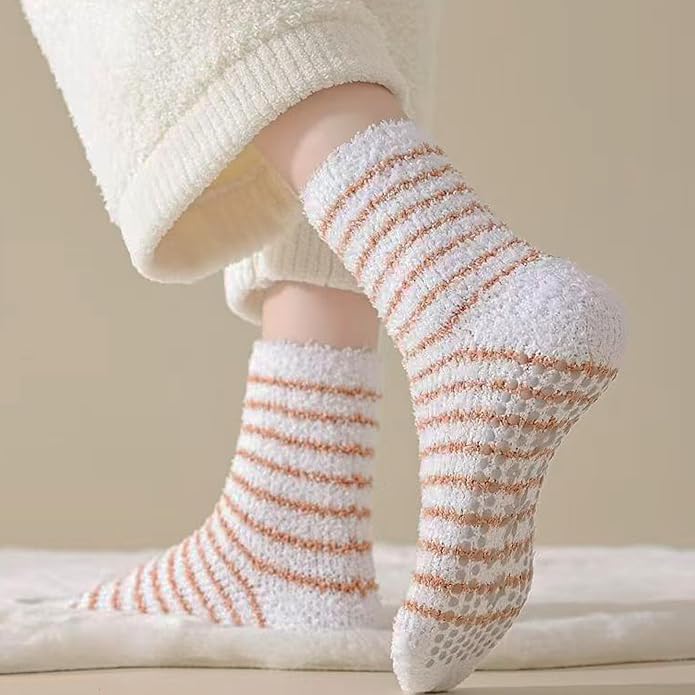HUGSWEET 6 Pairs Thick Fuzzy Socks with Grip Cozy Non Slip Hospital Socks Home Fluffy Warm Slipper Socks Gifts for Women - Bloomnest
