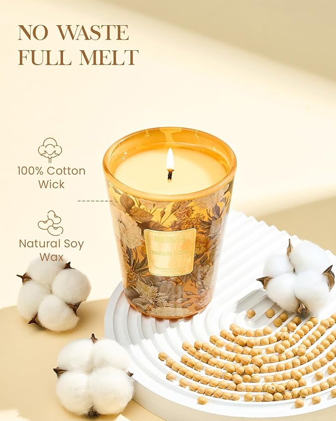 M&SENSE Neroli Noir Scented Candle, Natural Soy Candles Fall Winter Non Toxic 14.1oz 60H Slow Burning, Stress Relief Calm Home Fragrance Housewarming Thanksgiving Christmas Gifts - Bloomnest