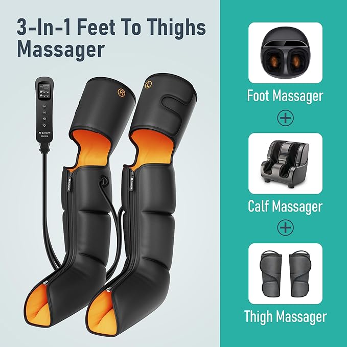 QUINEAR Leg Massager with Compression, 3-in-1 Foot Calf & Thigh Massager and Compression Therapy with Timer, Leg Massage Boots for Circulation and Pain Swelling Edema Relief, FSA-HSA Eligible - Bloomnest