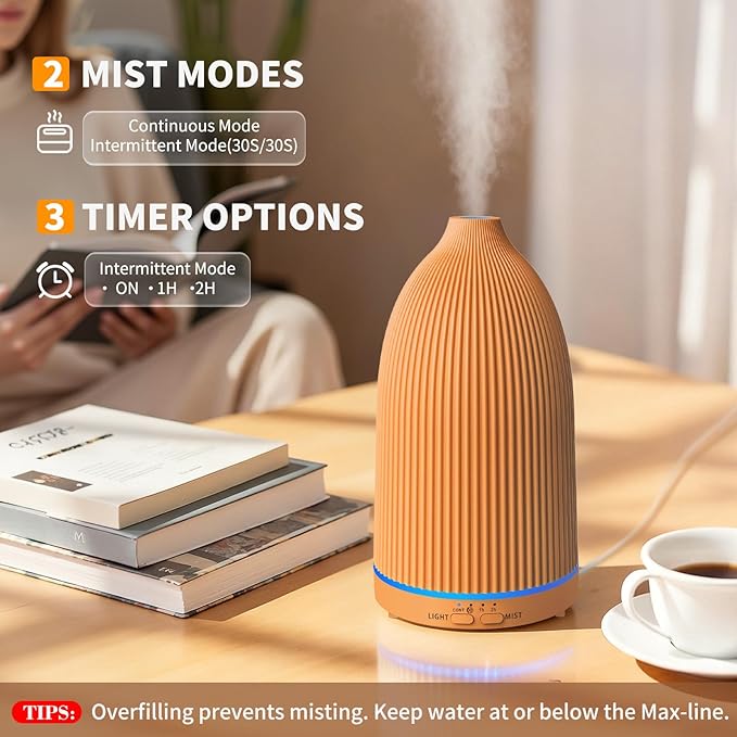 URPOWER 100ML Essential Oil Diffuser Ultrasonic Cool Mist Humidifier with 7 LED Lights, Timer & Auto-Off Quiet Aromatherapy Scent Diffuser for Home Bedroom Office Relaxation - Bloomnest