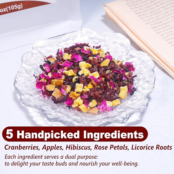 TEARELAE - Cranberry Apple Tea Bags, 35 Count - Premium Cranberry Herbal Blend Tea with Dried Cranberries, Apples, Hibiscus, Rose Petals & Licorice Root - Caffeine-free - Perfect for Daily Refreshment - Bloomnest