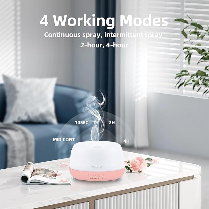 300ML Essential Oil Diffuser with Remote Control, Aromatherapy Diffuser with 7-Color Changing LED Light for Home,Bedroom, Office - Bloomnest