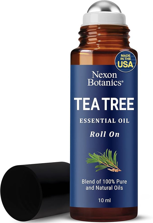 Tea Tree Oil Roll-On 10 ml - 100% Pure, Natural Essential Oil for Aromatherapy, Skin, Face & Body - Pre-Diluted for Travel - Nexon Botanics - Bloomnest