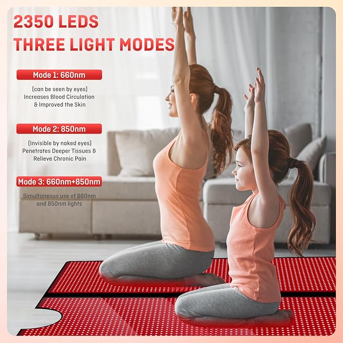 Red Light Therapy Mat - Full Body, Sleep Bag Design, Dual Timer Controllers, 2352 LED Beads, Adjustable Intensity/Pulse, 660nm & 850nm Wavelengths for Pain Relief & Better Sleep, 71" x 31.5" - Bloomnest