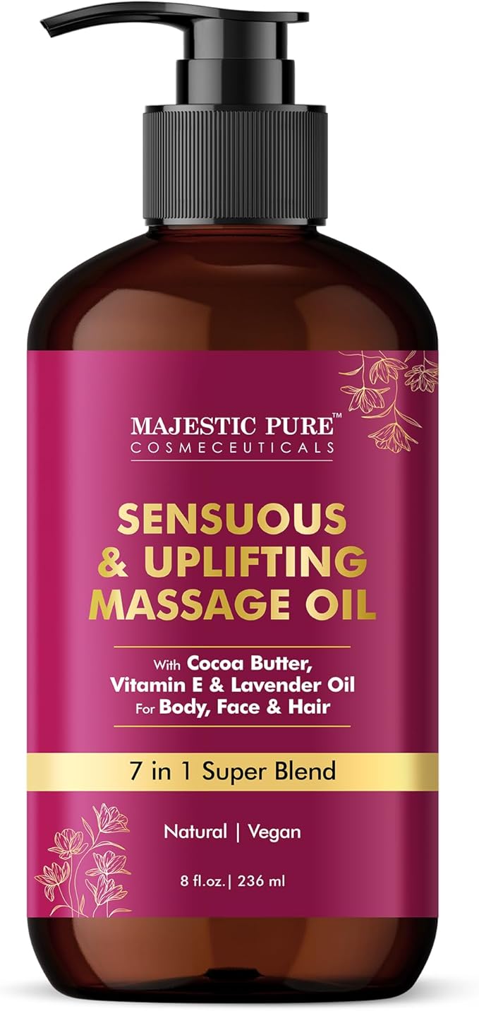 MAJESTIC PURE Cocoa Massage Oil for Massage Therapy - Refreshing, and Relaxing - Natural Oils with Cocoa Butter, Vitamin E & Lavender Oil - for All Skin Types - Men and Women - 8 fl oz - Bloomnest